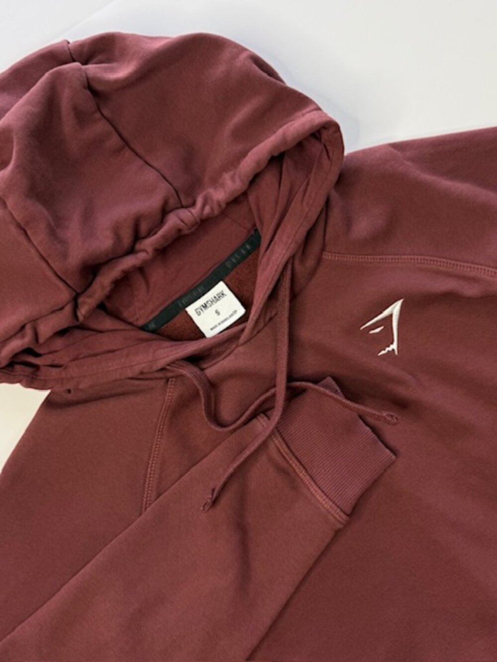 Gymshark Hoodie men's Small Crest Pullover Sweatshirt Athletic Drawstring Brown